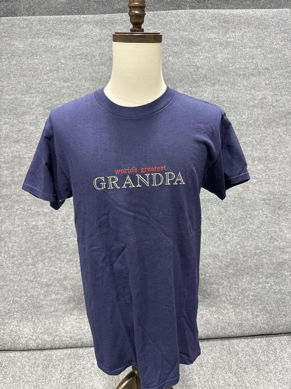 World's Greatest Grandpa Shirt Mens Medium Blue Delta Graphic T-Shirt Tee